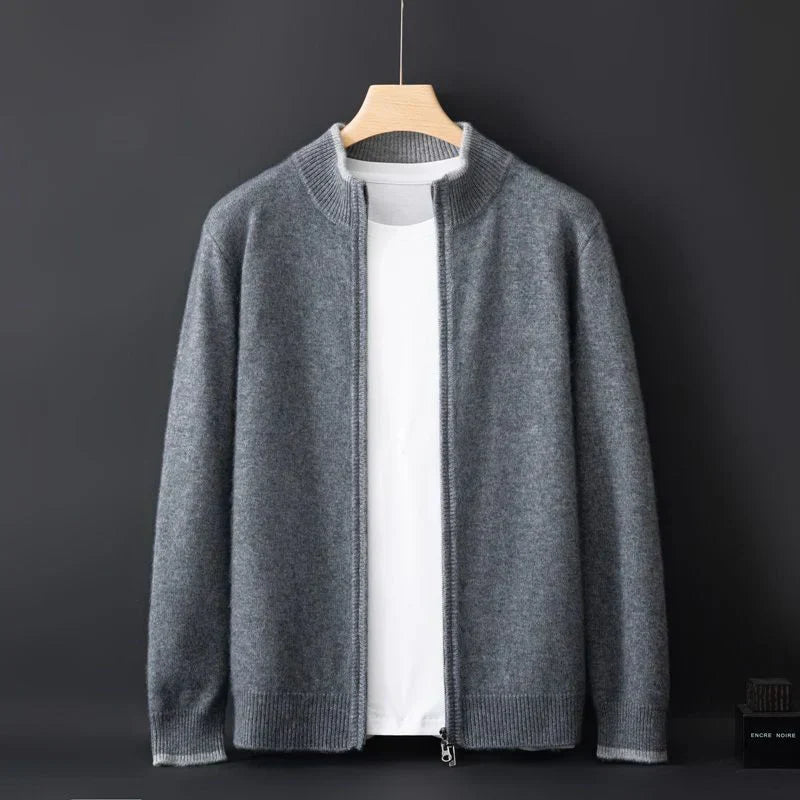 Zachary | Gilet Zippé Homme à Col Montant | Cardigan Minimaliste Uni et Élégant