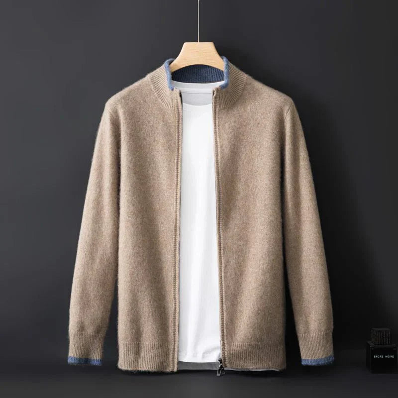 Zachary | Gilet Zippé Homme à Col Montant | Cardigan Minimaliste Uni et Élégant