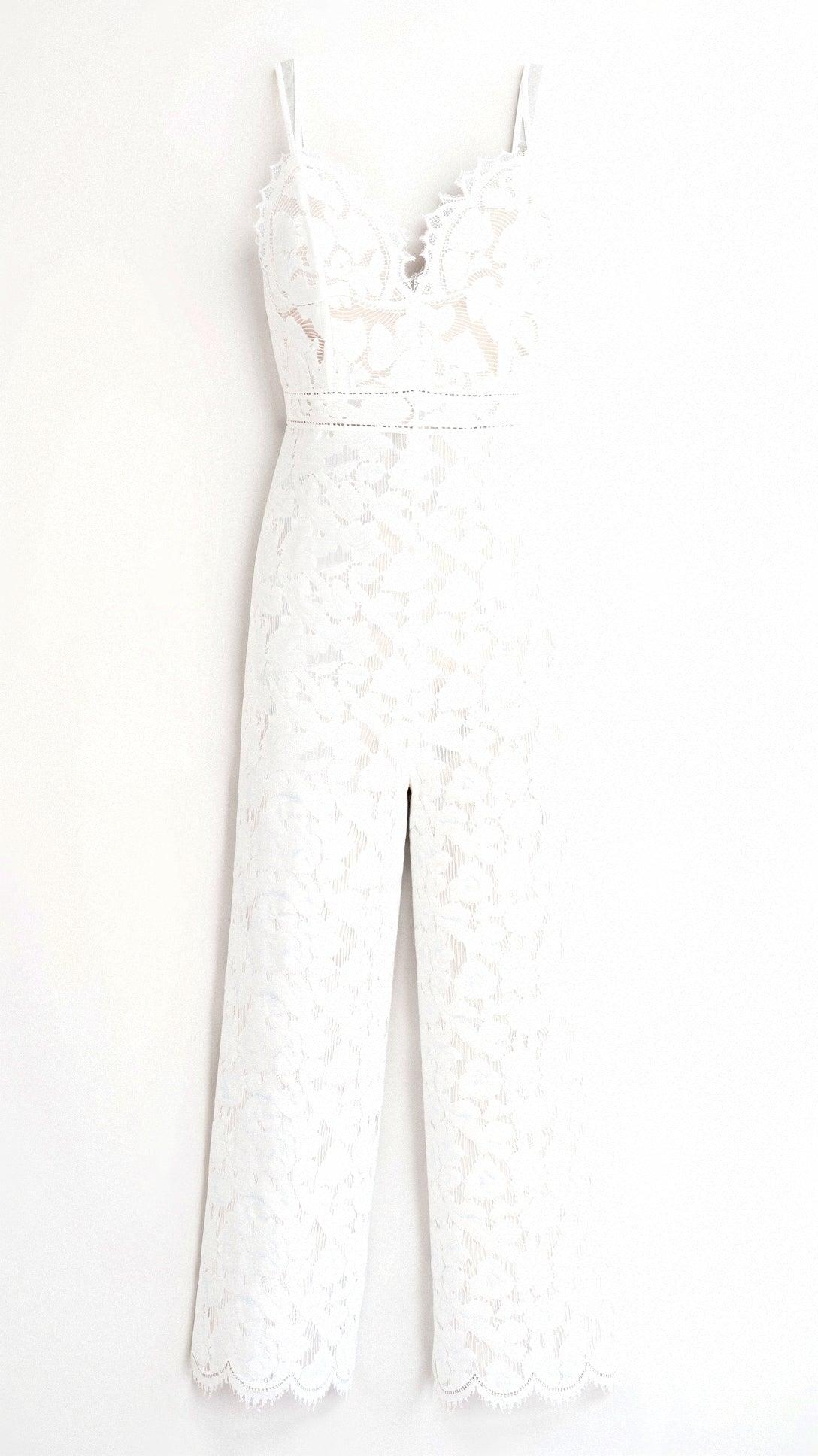 Zénaïs | Jumpsuit Femme Spaghetti Strap – Décolleté V Profond et Pantalon Évasé avec Dentelle Élégante