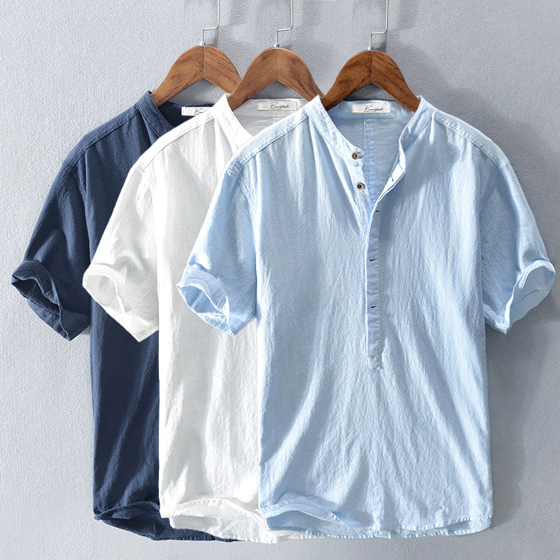 Yannick | Chemise Homme Manche Courte Unie à Demi-Boutonnage – Légère, Élégante & Idéale pour l’Été