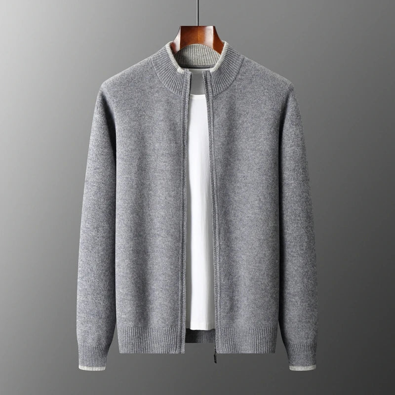 Zachary | Gilet Zippé Homme à Col Montant | Cardigan Minimaliste Uni et Élégant