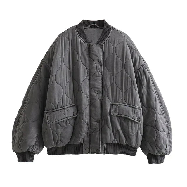 Chantaline | Veste matelassée femme en coton gris, légère et confortable