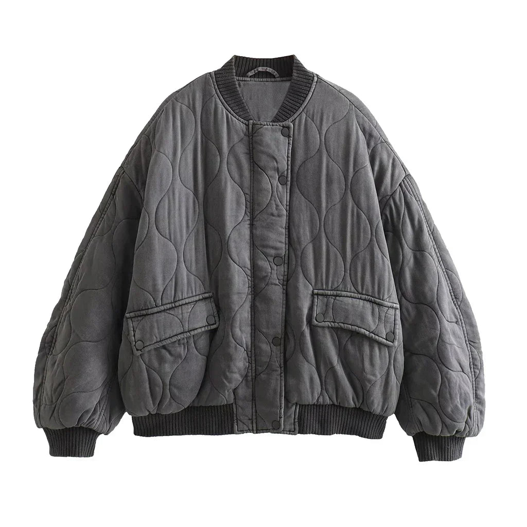 Chantaline | Veste matelassée femme en coton gris, légère et confortable