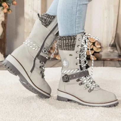 Noémie | Bottes Mi-Mollet Orthopédiques Doublées en Polaire avec Lacets