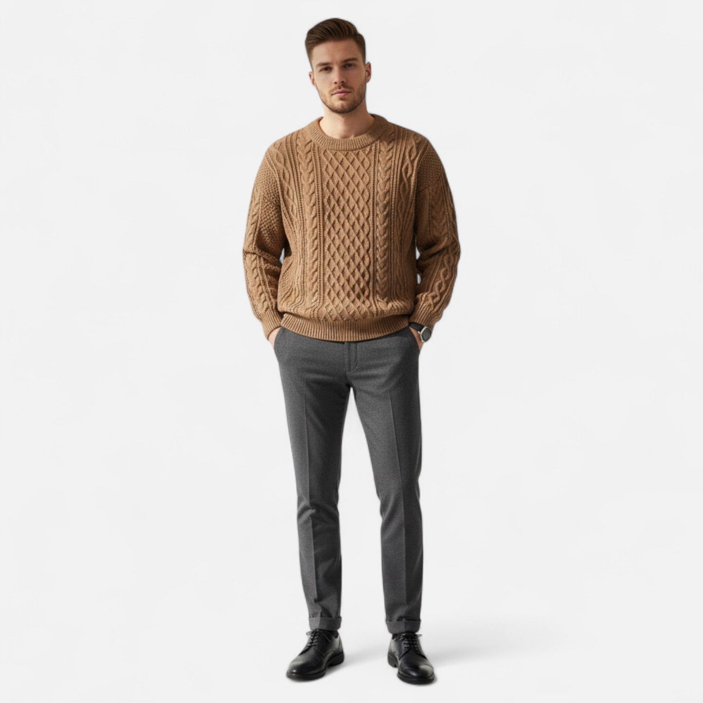 Pull Homme en Maille Texturée – Chic, Confortable & Polyvalent