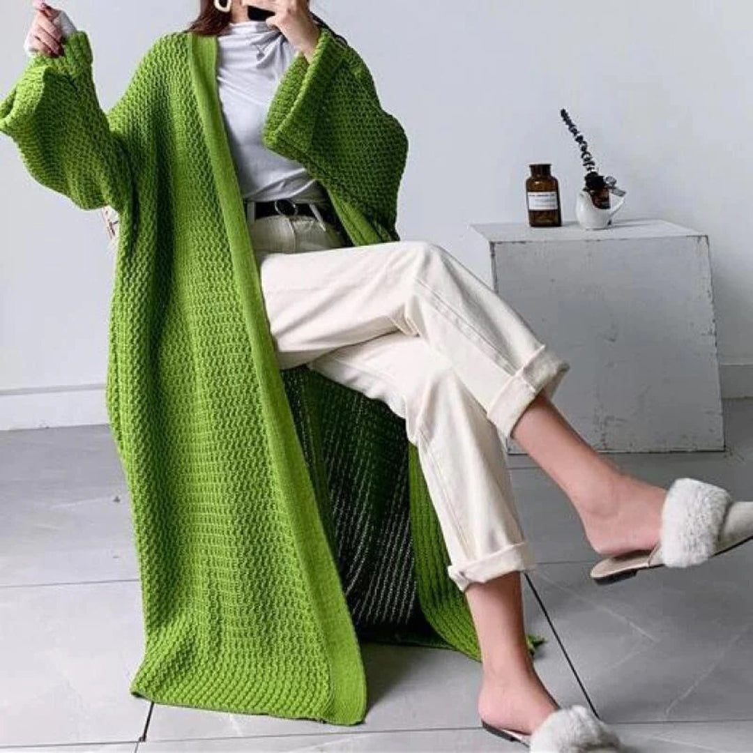 Anneliese | Cardigan long en maille texturée, manches larges, style oversize