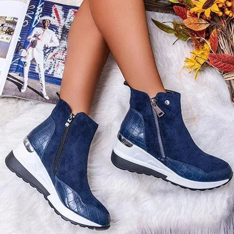 Lucie | Bottines Femme à Talon Compensé avec Fermeture Éclair Latérale