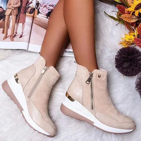 Lucie | Bottines Femme à Talon Compensé avec Fermeture Éclair Latérale