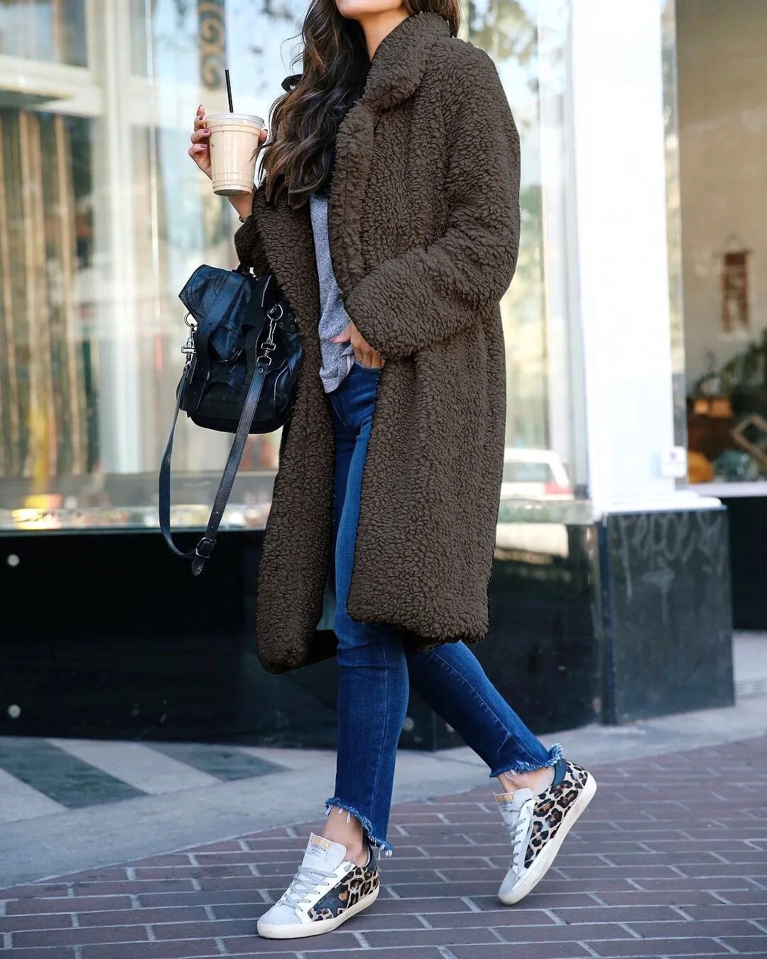 Solange | Manteau Long Femme Teddy Plush Doux et Chaud pour l’Hiver