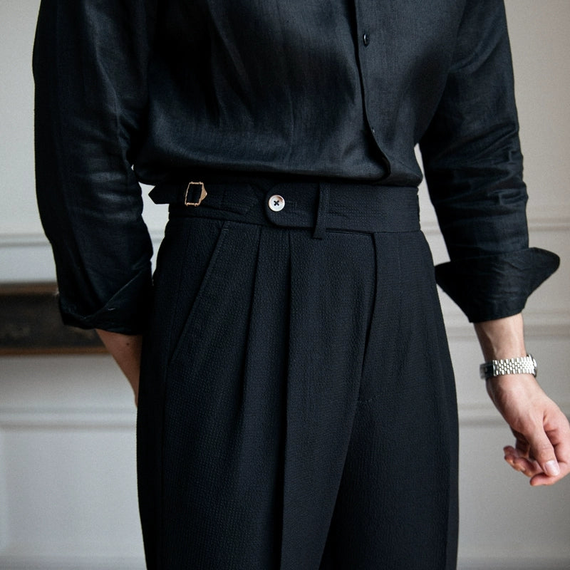 Brockwell | Pantalon Homme Taille Haute Style Élégant Plissé Classique