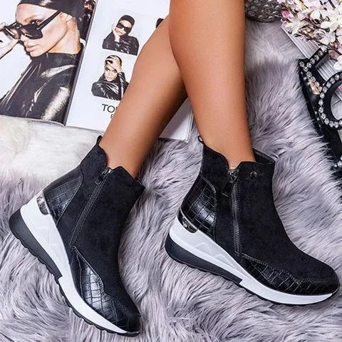 Lucie | Bottines Femme à Talon Compensé avec Fermeture Éclair Latérale