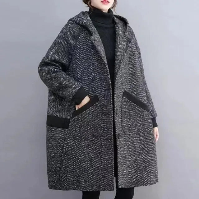 Yaraj | Manteau Vintage Chaud et Ample à Capuche pour Femme