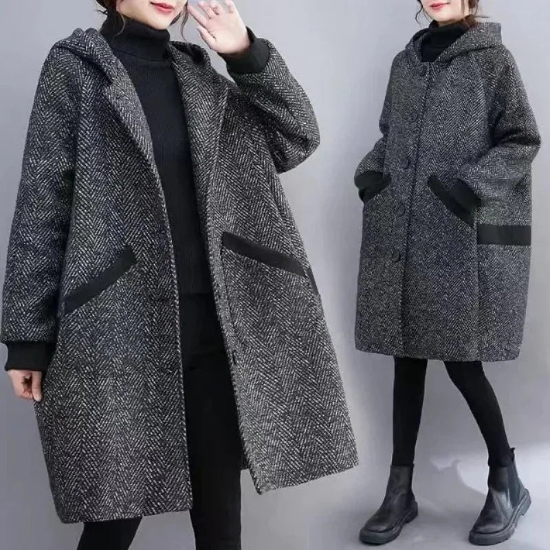 Yaraj | Manteau Vintage Chaud et Ample à Capuche pour Femme