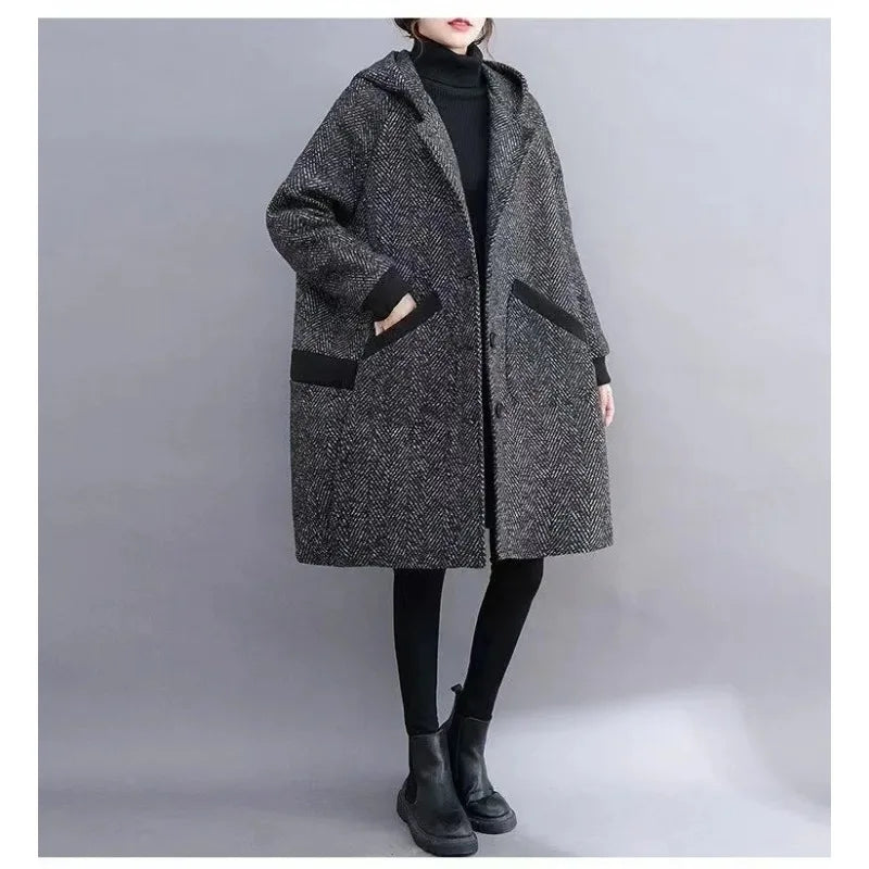 Yaraj | Manteau Vintage Chaud et Ample à Capuche pour Femme