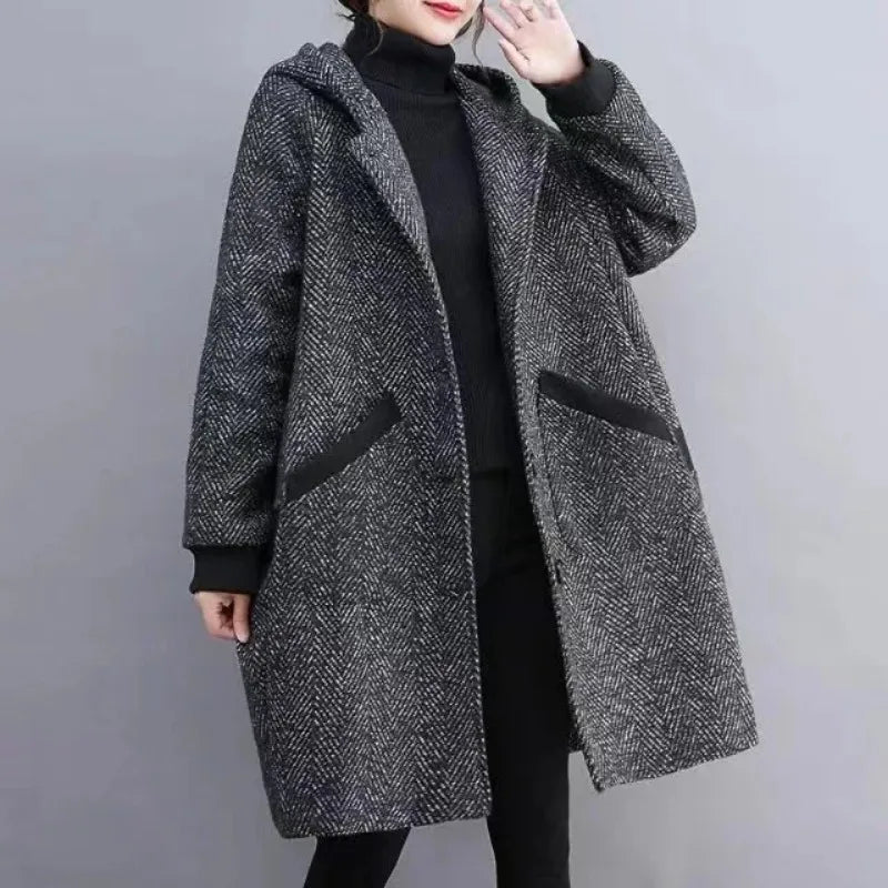 Yaraj | Manteau Vintage Chaud et Ample à Capuche pour Femme