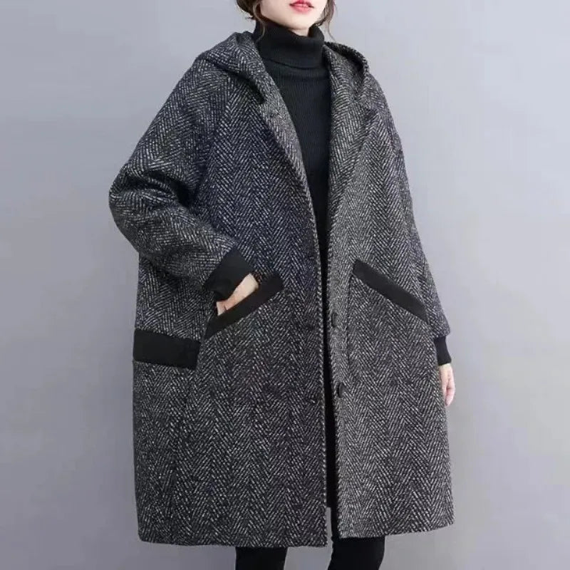 Yaraj | Manteau Vintage Chaud et Ample à Capuche pour Femme
