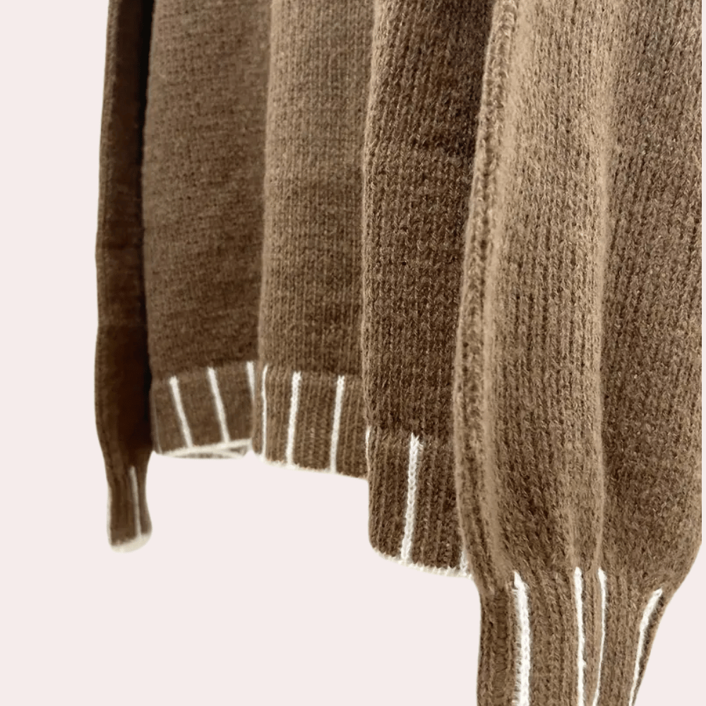 Whisper | Pull Femme Oversize à Col Roulé Luxueux Marron