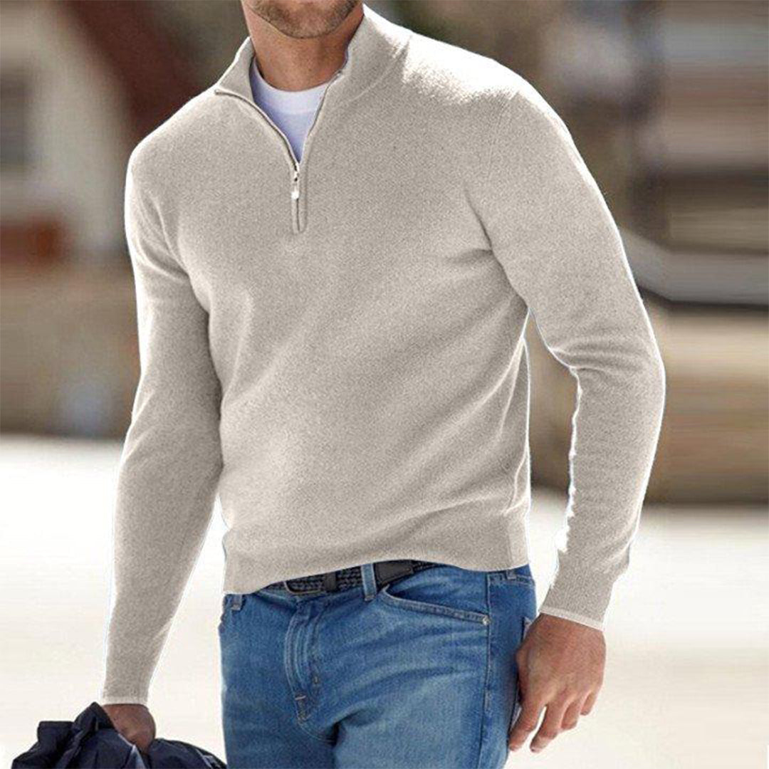 Chase | Pull Homme Col Montant Zippé Slim Fit, Pull-over Élégant Uni