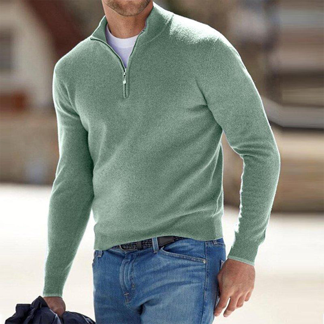 Chase | Pull Homme Col Montant Zippé Slim Fit, Pull-over Élégant Uni