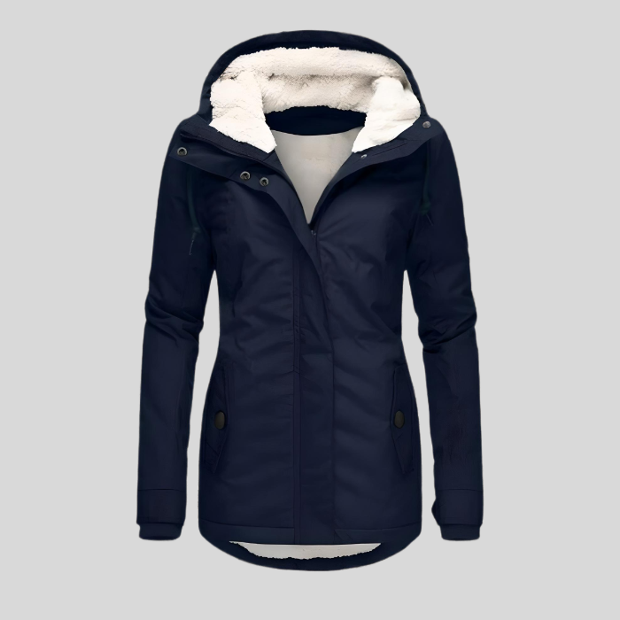Capucine | Manteau Long Femme Hiver Imperméable avec Capuche à Cordon et Doublure Polaire