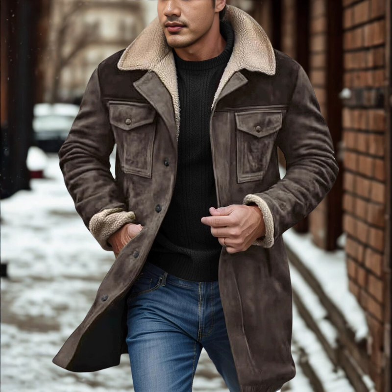 Casimir | Manteau Homme Relaxed Fit avec Col et Poignets Plush, Fermeture à Boutons et Poches Pratiques