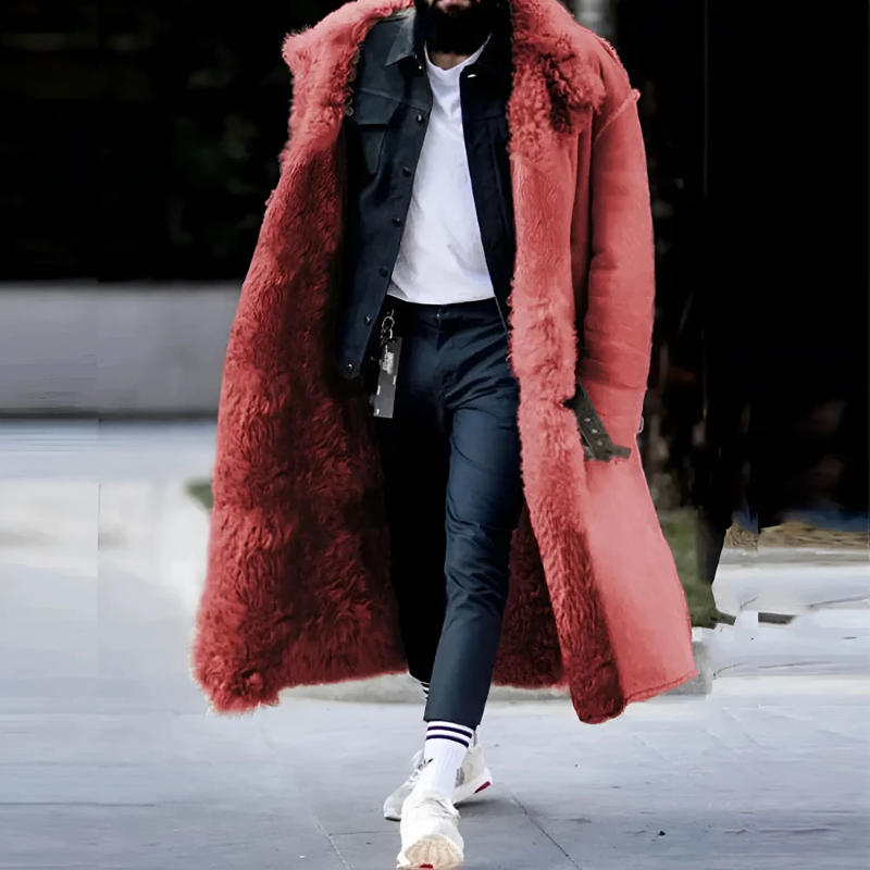 Cassian | Manteau Homme Long Oversize, Chaud avec Doublure Polaire Fausse Fourrure, Confort et Élégance Hivernale
