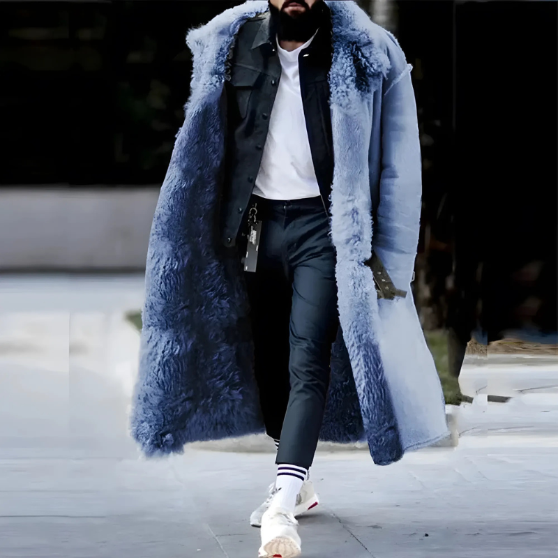 Cassian | Manteau Homme Long Oversize, Chaud avec Doublure Polaire Fausse Fourrure, Confort et Élégance Hivernale