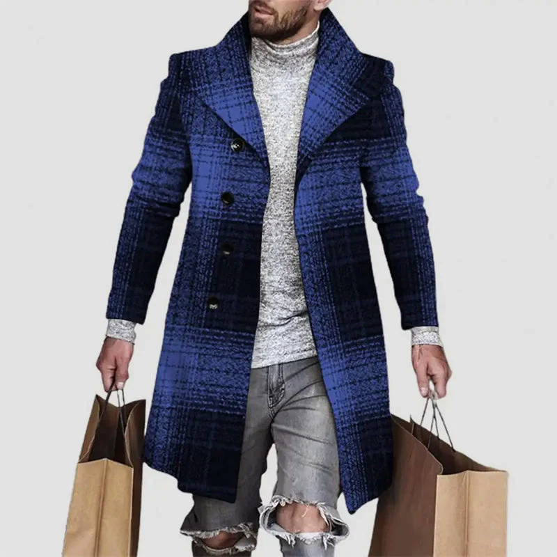 Manteau long à carreaux pour homme – Style marqué, Élégant & Facile à Assortir
