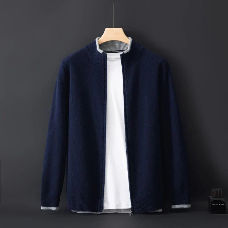 Zachary | Gilet Zippé Homme à Col Montant | Cardigan Minimaliste Uni et Élégant