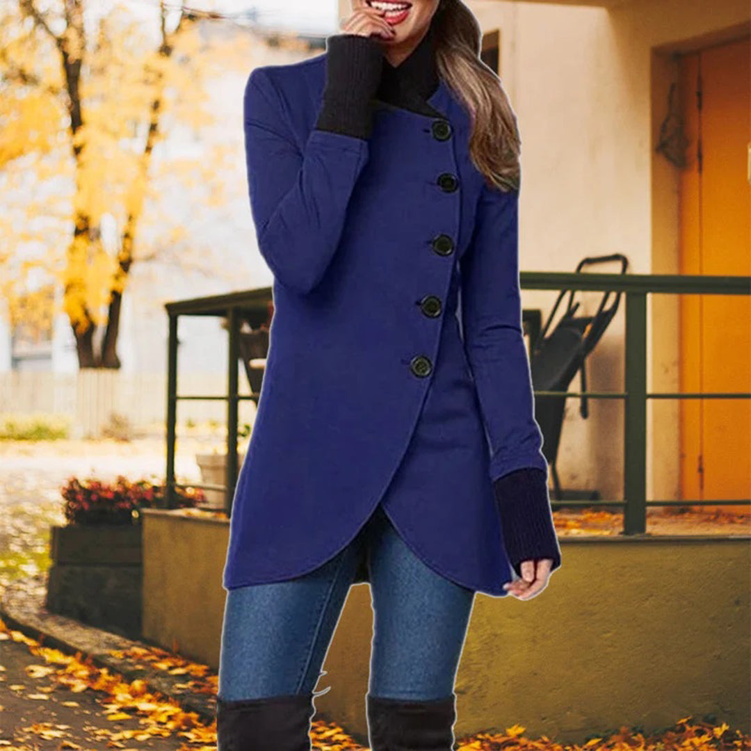 Armande | Manteau Asymétrique Élégant pour Femme avec Boutons Stylisés