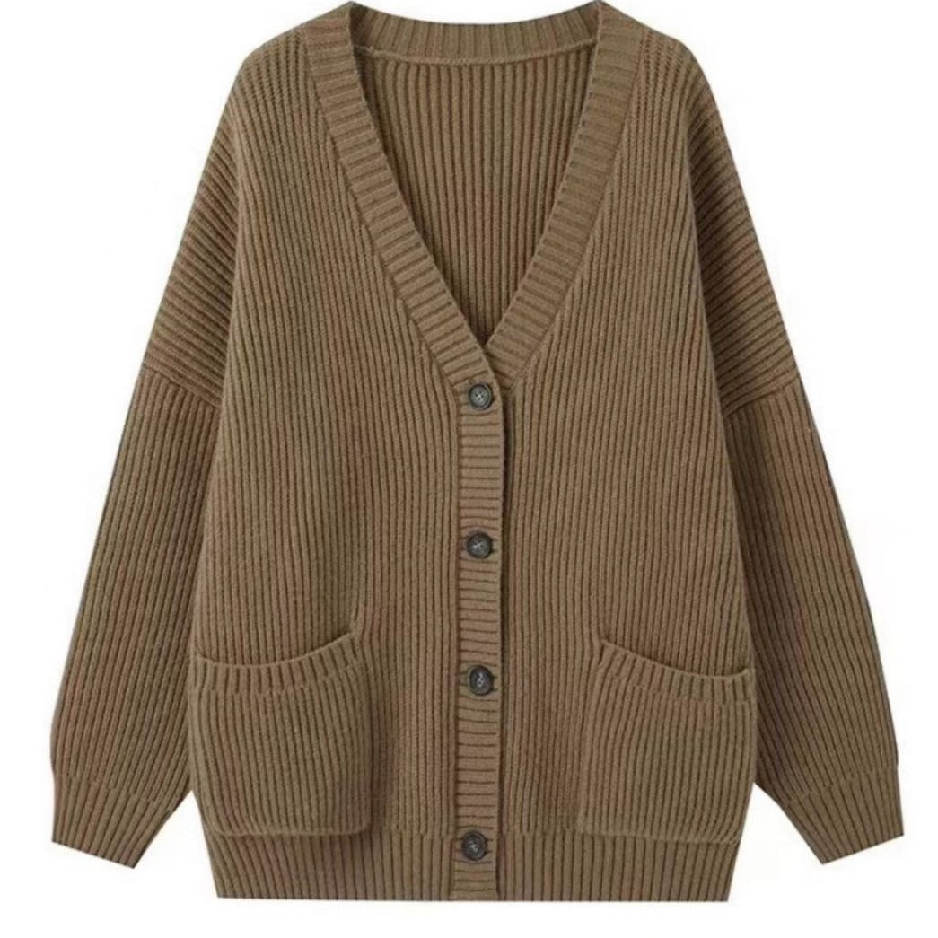 Cardigan Femme | Gilet en Maille Épaisse avec Poches Ouvertes