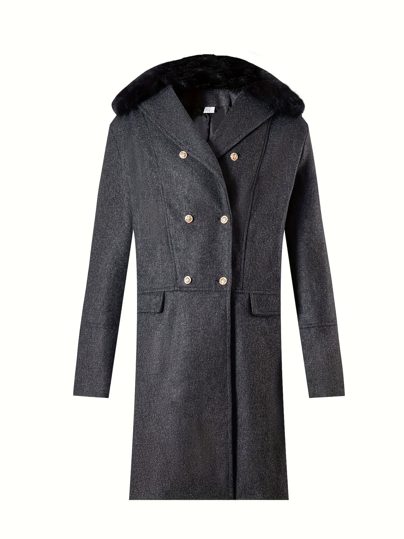 Francis | Manteau Homme Oversized Laine Mélangée Col Fourrure Doublé Double Boutonnage