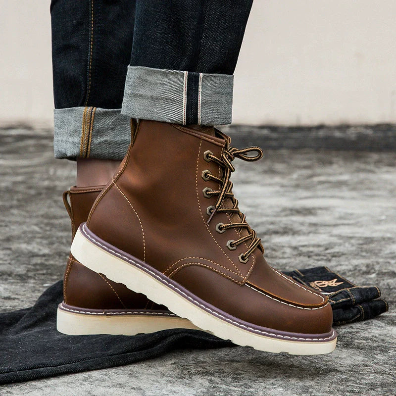 Cassian | Bottes Homme Cheville Stylées à Lacets avec Semelle Épaisse et Design Moderne