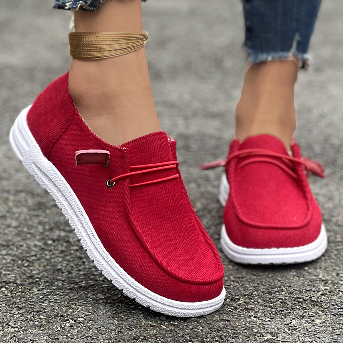 Charline | Loafers Femme en Tissu Côtelé – Slip-On Confort – Semelle Coussinée – Style Casual Chic