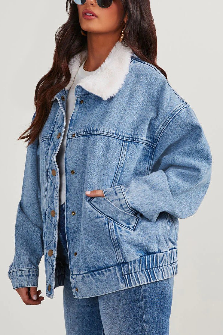 Jessike | Veste Oversize en Jean Doublée en Polaire pour Femme