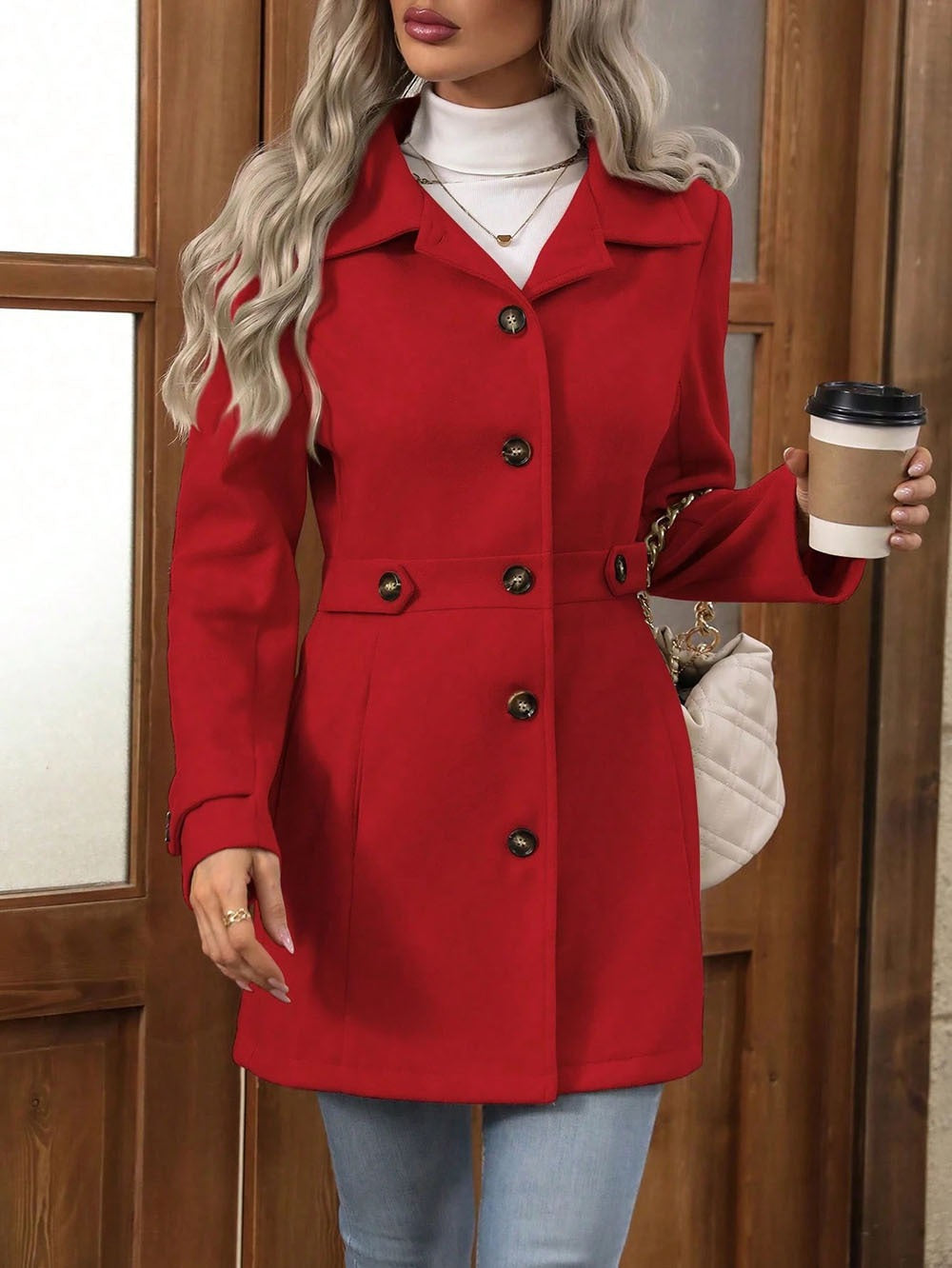 Briseïs | Manteau long femme en coton avec ceinture et boutons