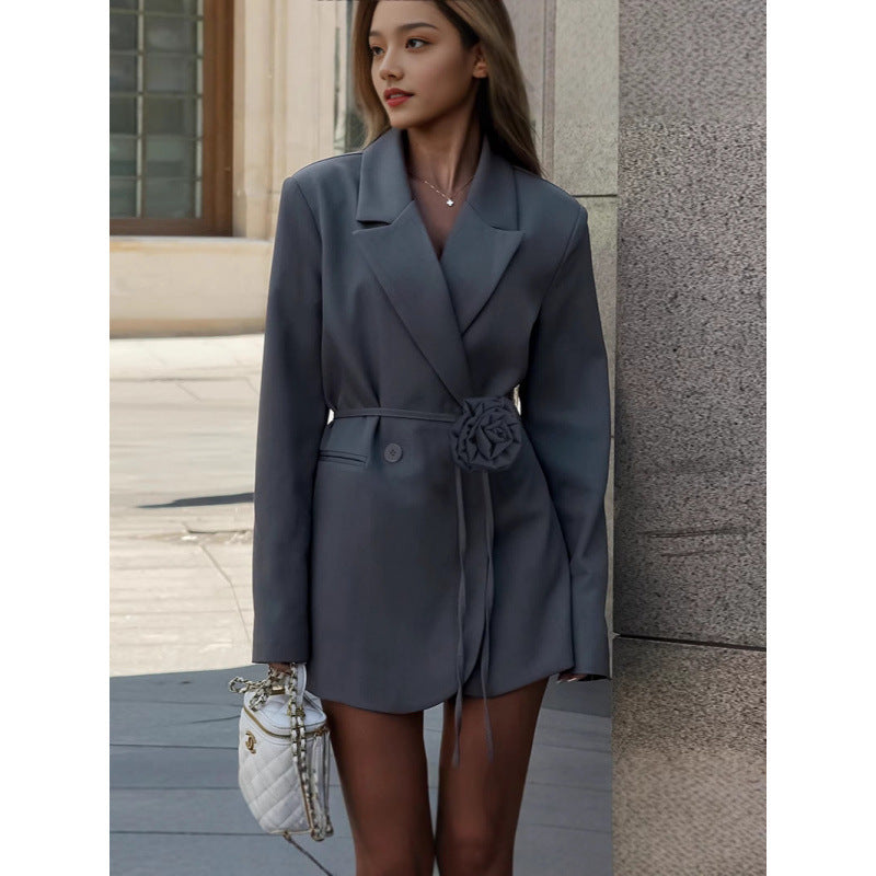 Briseïs | Robe Blazer Femme Élégante avec Ceinture Florale