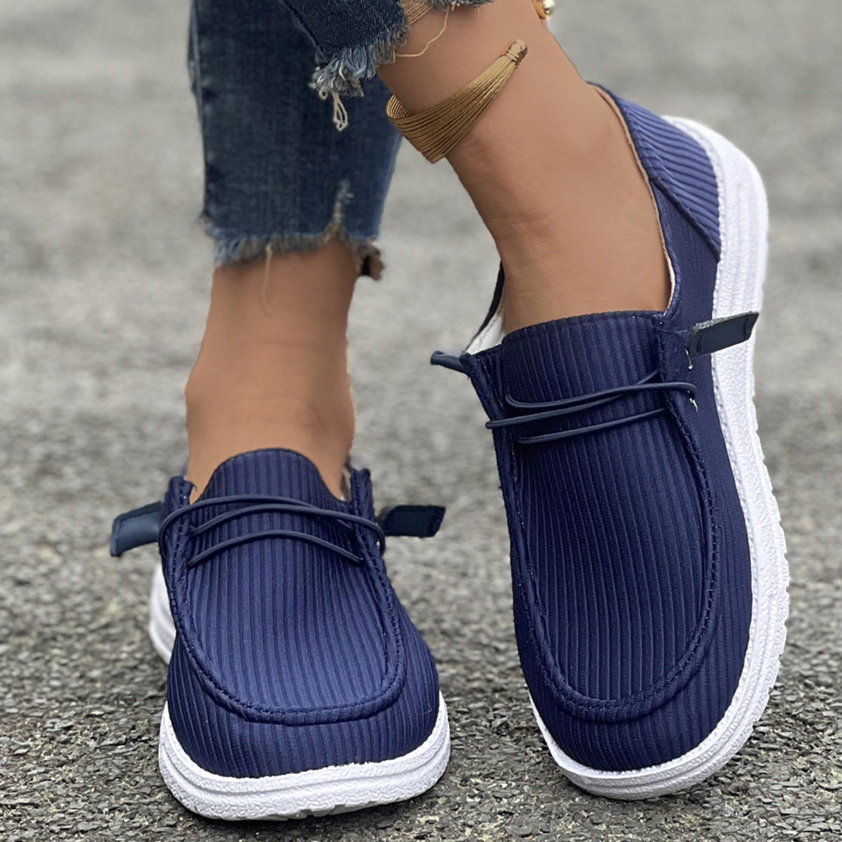 Charline | Loafers Femme en Tissu Côtelé – Slip-On Confort – Semelle Coussinée – Style Casual Chic