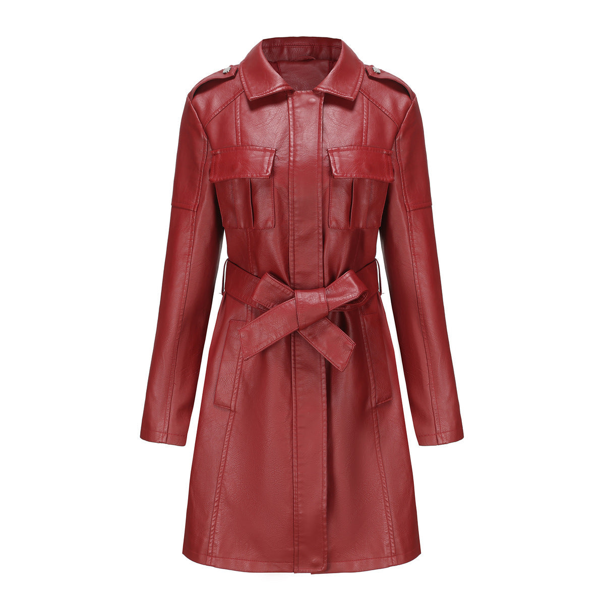 Isabelle | Manteau Femme Mi-Long Élégant, Coupe Cintrée, Col Pointu, Épaulettes et Multiples Poches