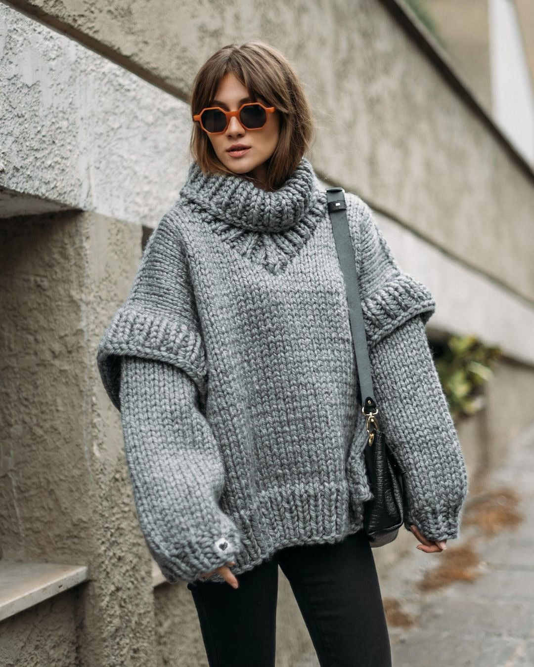 Soline | Pull Femme Col Roulé Oversize en Maille Épaisse Classique