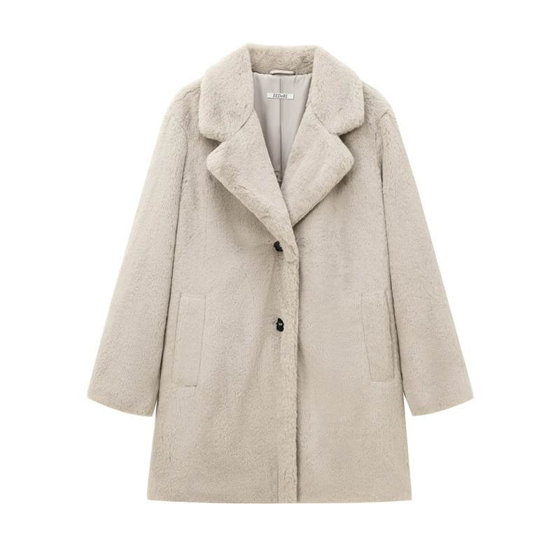 Esmae | Teddy Coat Femme Hiver Long Épais à Large Col Revers Chic