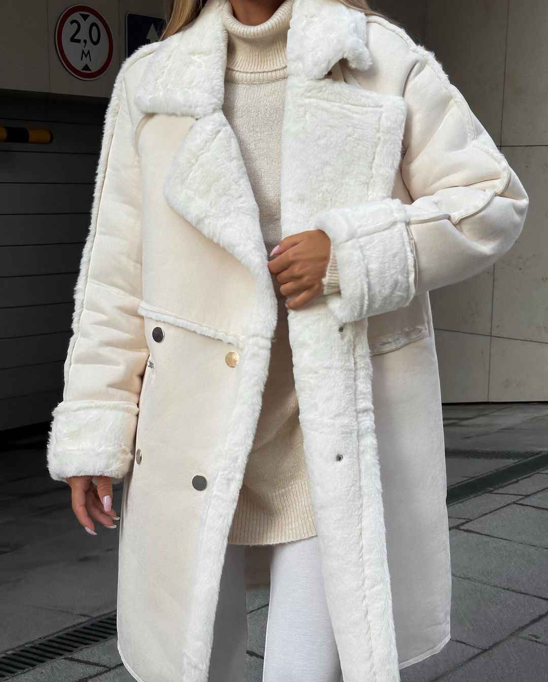 Célestine | Manteau Femme Long Col Revers Doublé Polaire Hiver