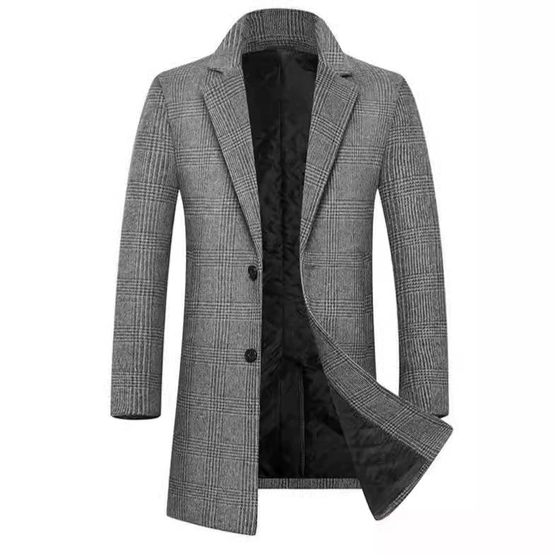 Edouard | Overcoat Homme Regular Fit en Laine Mélangée à Carreaux avec Doublure Matelassée et Col Revers