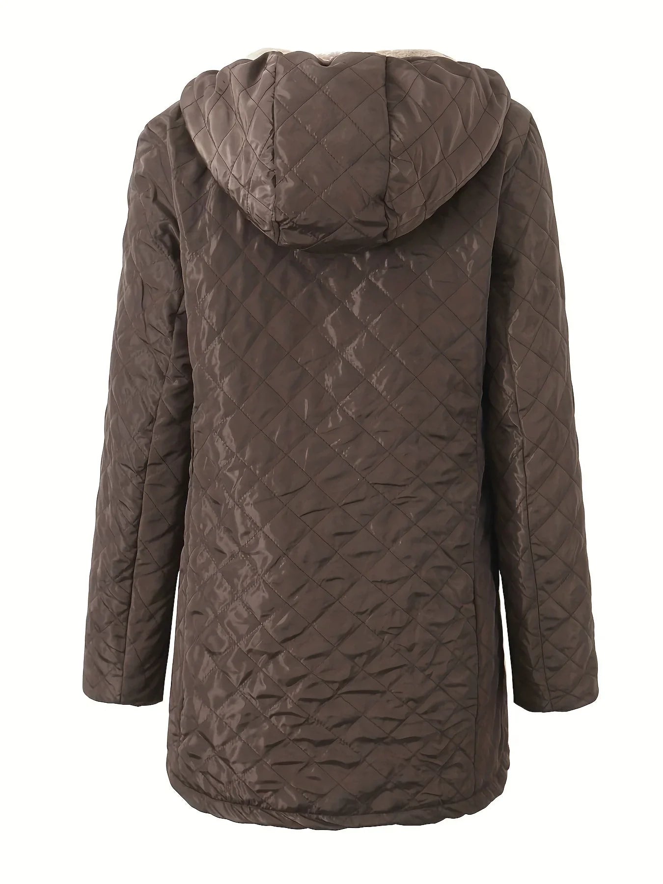 Francine | Veste Femme Matelassée Mi-Longue à Capuche Doublure Polaire Relaxed Fit
