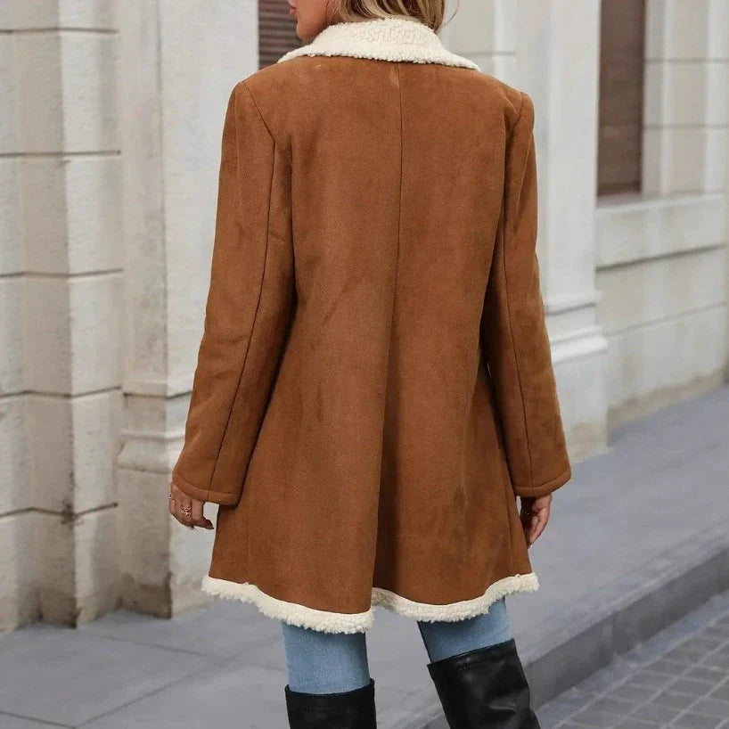 Frédérique | Manteau Femme Mi-Long Laine Mélangée Doublure Douce Boutonnage Double