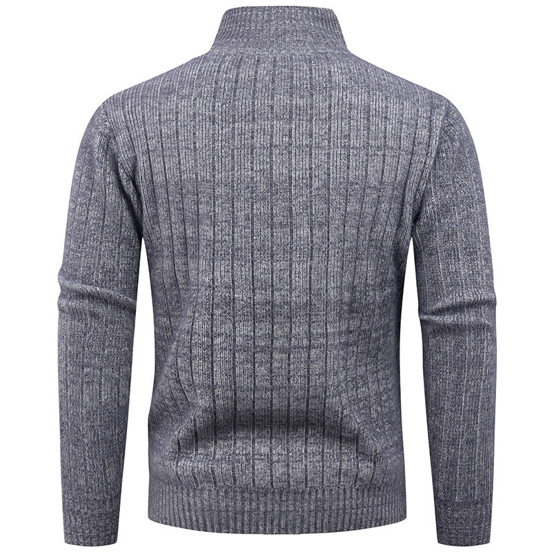 Pull Homme Zip | Pull Tricoté avec Col Zippé Moderne et Structure Côtelée