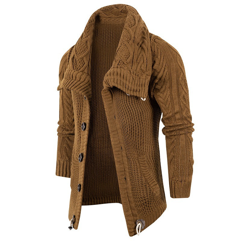 Gilet Homme Shawl-Collar | Cardigan Tricoté à Col Châle avec Boutons en Bois