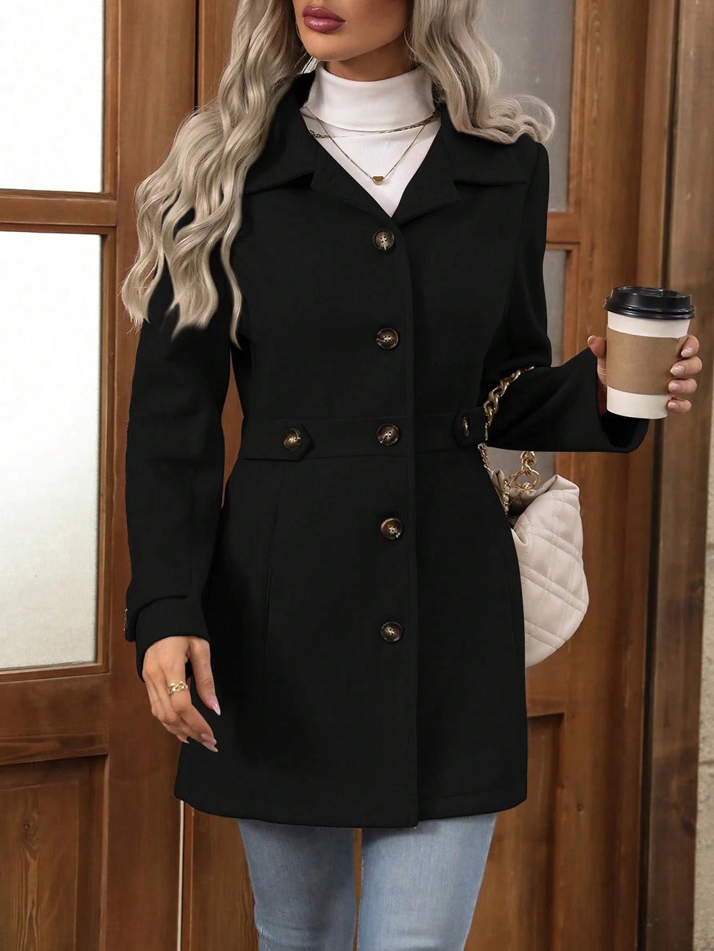 Briseïs | Manteau long femme en coton avec ceinture et boutons