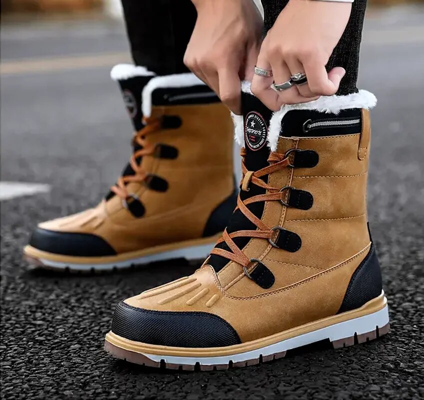 Valryn | Chaussures d’Hiver Homme, Bottes Mi-Hautes avec Lacets et Doublure Chaude