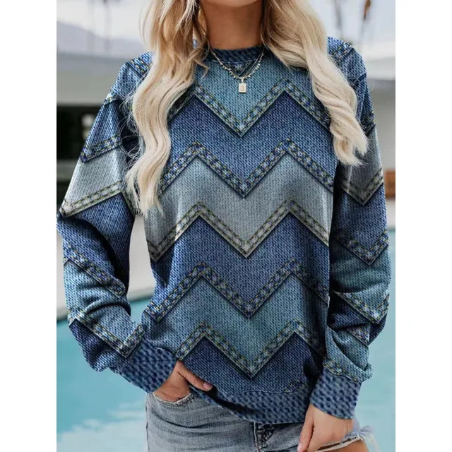 Ymke | Pull Tricoté à Motif Zigzag Élégant